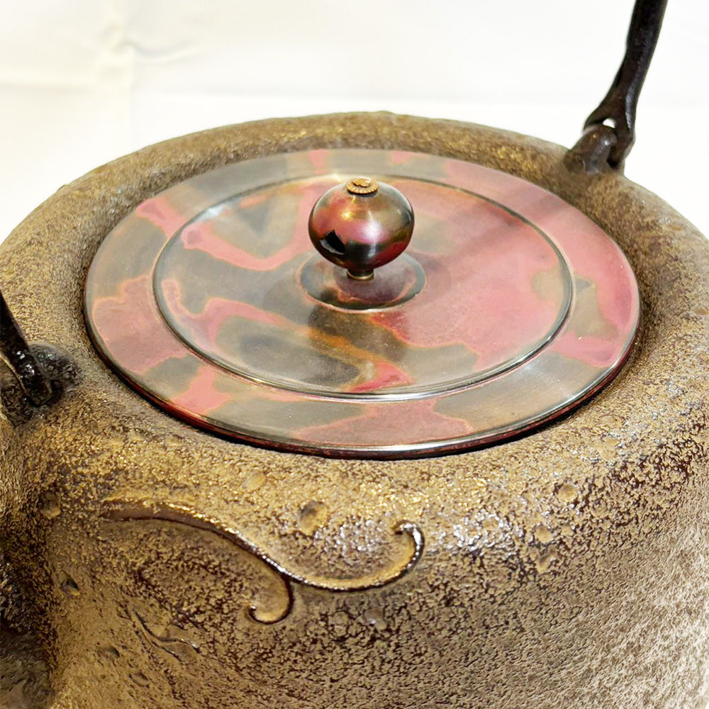 鉄瓶 南部鉄器 日本製 山形鋳物 長文堂 絶品 『雨龍（銀口・象嵌