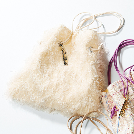 Charmant sacフリンジ巾着アイボリーシャルマントサック