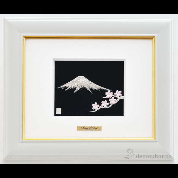 □美術品□桜に富士・陶板画□H.Bretscheider・01／25◇マイセン◇