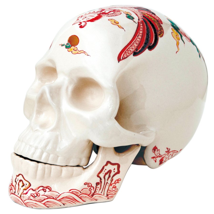 希少 京焼 野晒し髑髏 ドクロ 在銘 置物 陶器 昭和 骨董 珍品 レア