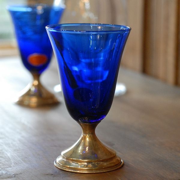 ベネチアングラス青色渦巻き模様ガラスカップ ヴィンテージ品