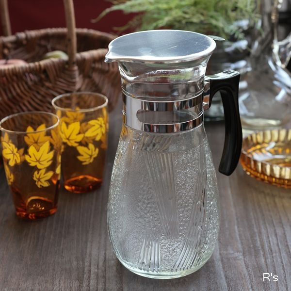 ガラス水差しピッチャーコップグラス昭和レトロ