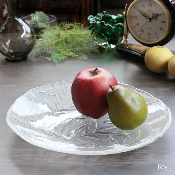 クリスタルガラス 大皿 ディスプレイ 炭入れ 直径23cm ROGASKA