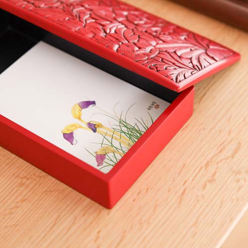 村上木彫堆朱 藤井漆工 はがき入れ 伝統工芸品 木製 小物入れ | MUKU工房