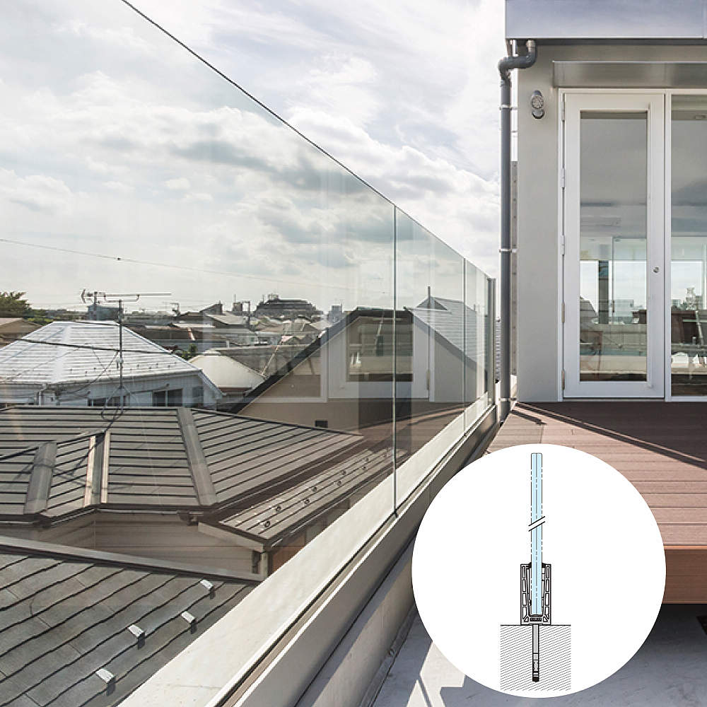 ガラスフェンス用バラストレイド Proタイプ 床付用 【スガツネ工業】