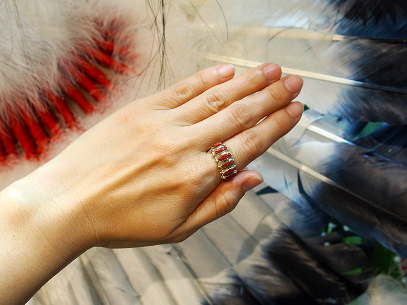 からか インディアン マルチストーン ニードルポイント リング からか