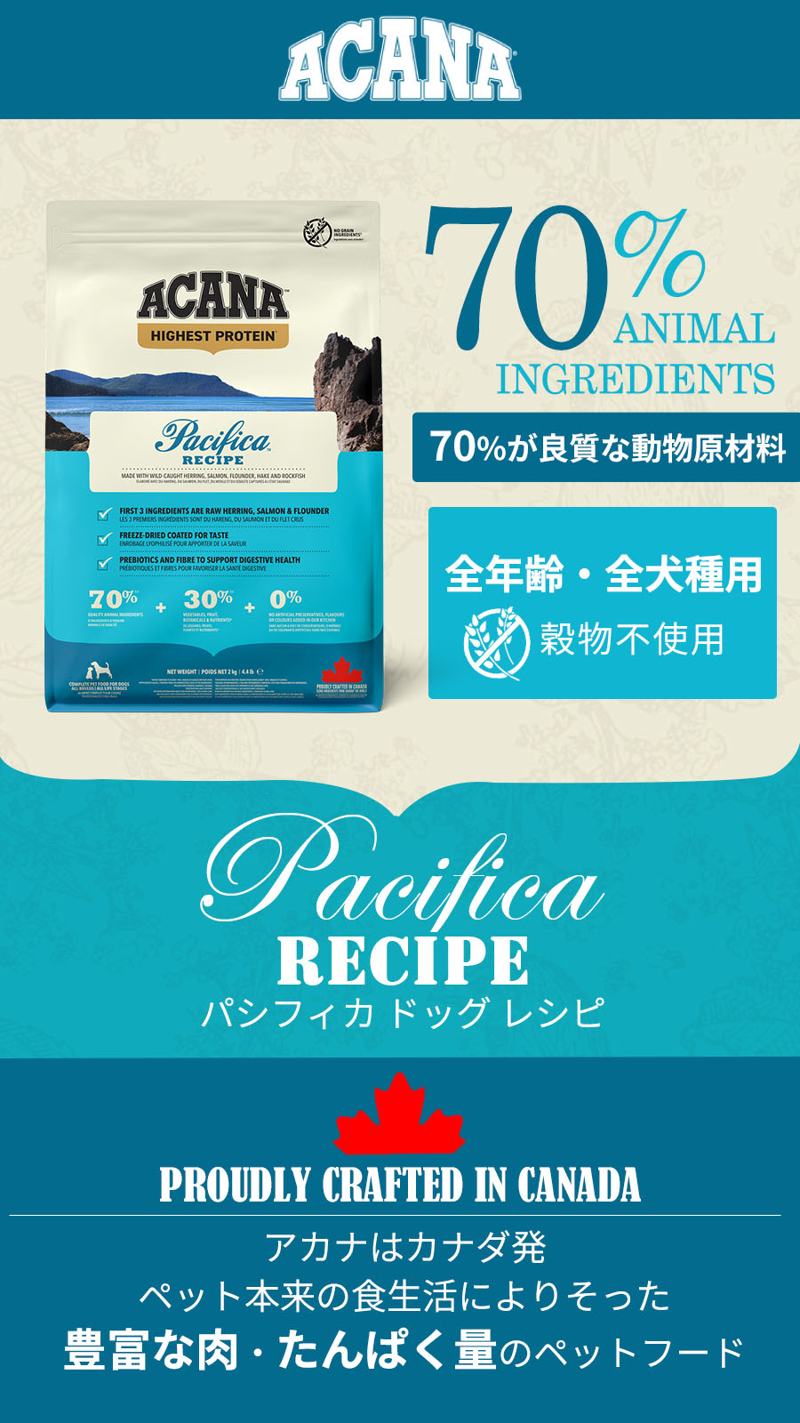 アカナ ハイエストプロテイン パシフィカドッグレシピ」はアカナの