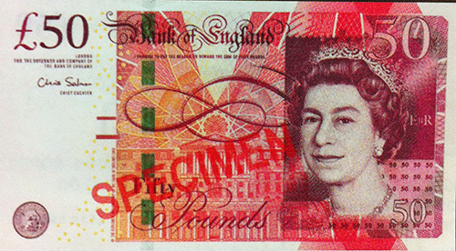 紙製の50ポンドと20ポンド紙幣について