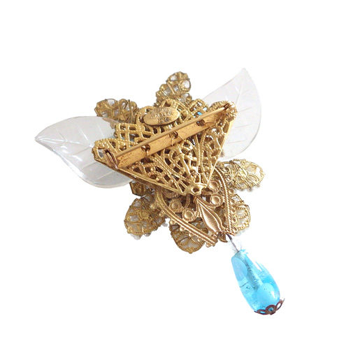 STANLEY HAGLER | ブルーフラワーブローチ - コスチュームジュエリー