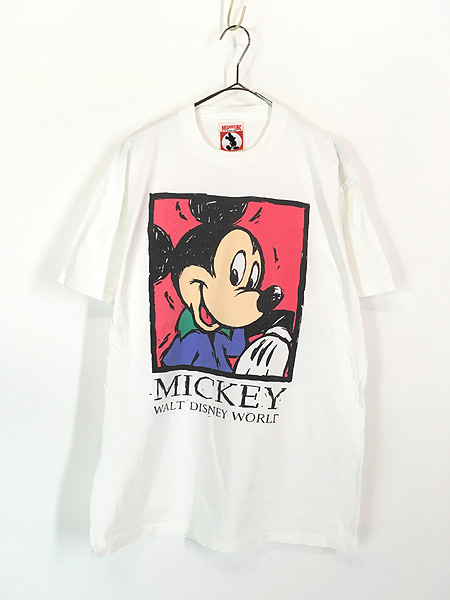 古着 90s USA製 Disney Mickey ミッキー デッサン アート Tシャツ L