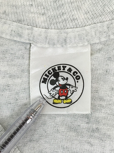古着 90s USA製 Disney Mickey 青パン おすわり ミッキー 両面 Tシャツ