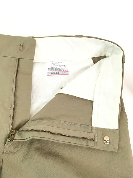 古着 80s USA製 Sears Perma Prest コットンツイル ワーク チノ パンツ