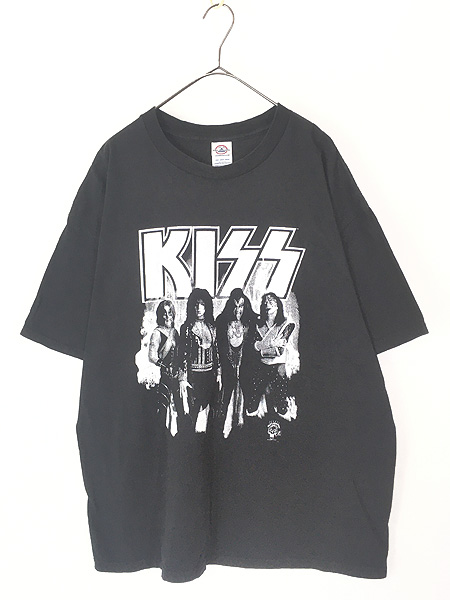 古着 00s USA製 KISS キッス モノクロ メタル ロック バンド Tシャツ