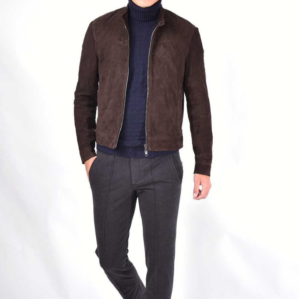 EMMETI JURI CAMOSCIO ゴートスエード シングルライダースジャケット