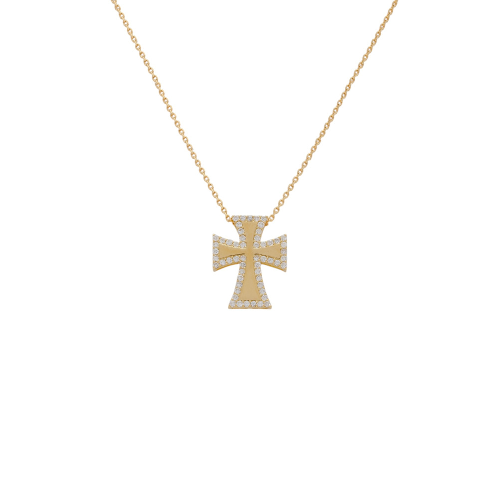 K18イエローゴールド ダイヤモンド クロス ネックレス J405545 | ユキ
