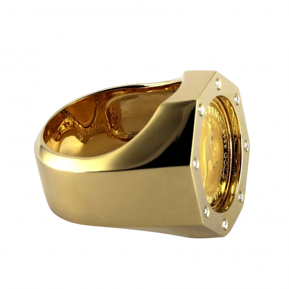 K18イエローゴールド K24イエローゴールド ダイヤモンド コイン リング