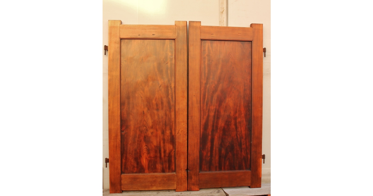 超特大欅一枚板 総欅門扉2枚1組 W445｜骨董店 のびる 古美術 骨董 和風