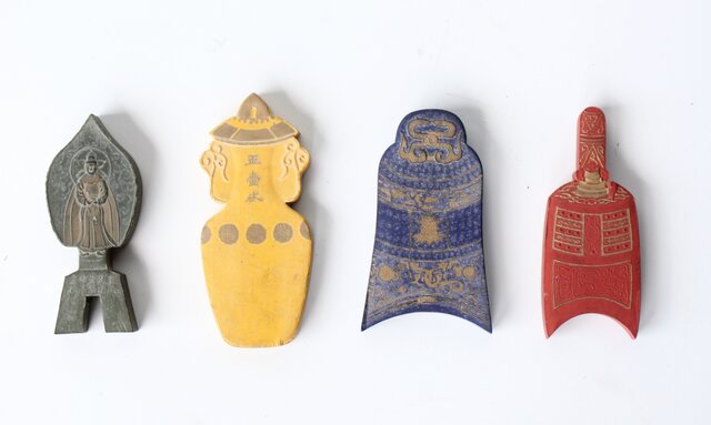 倣古墨 嘉慶墨 略園主人法墨 彩墨唐墨四種 U374｜骨董店 のびる 古美術