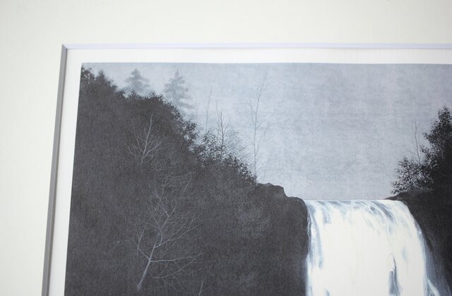 千住博「滝・崖の木」Hiroshi Senju Water fall リトグラフ 額装 Z513