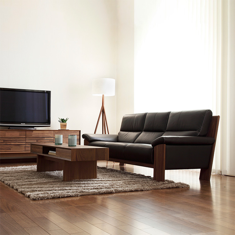 はぴこさん専用 ダークブラウン レザーソファ メーカーはカリモク は