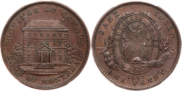 2379. 極美品 1842年 カナダ バンクトークン 1ペニー 【公式通販】