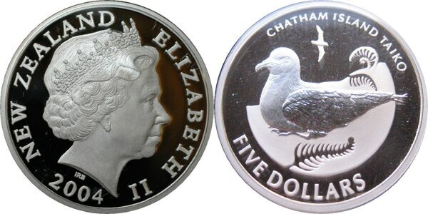 チャタムアイランドタイコ 5ドル銀貨 2004年発行 ニュージーランド