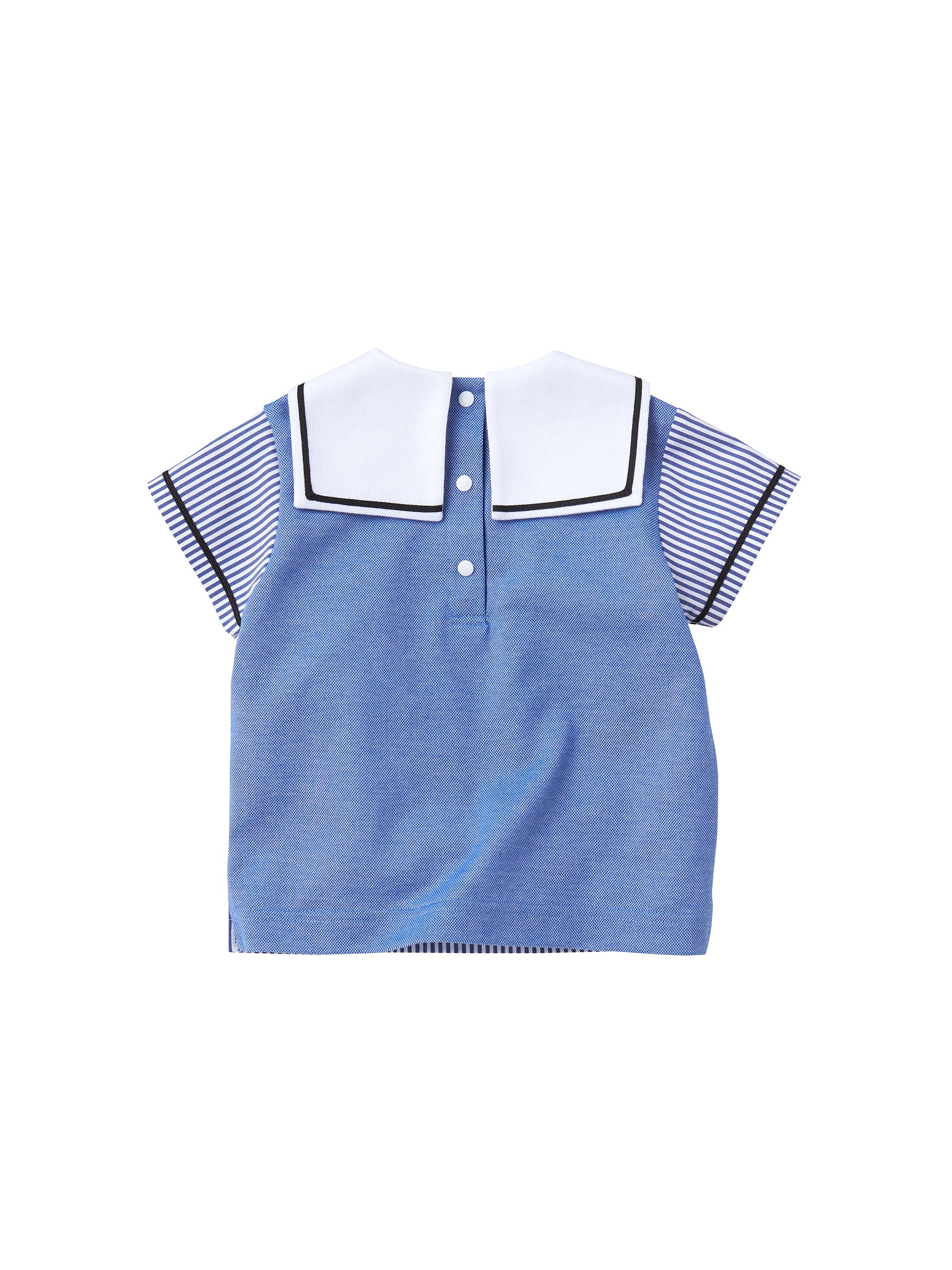 ファミリア♡水通しのみ未使用 ストライプ×セーラー 半袖シャツ90