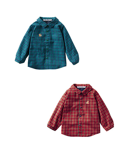 familiar 90cm 長袖カットソー・ファミリアチェックズボンセット