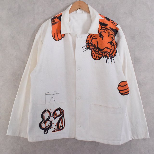 虎 トラ ハンドペイント ジャケット 白 メモリアル｜ヴィンテージ古着