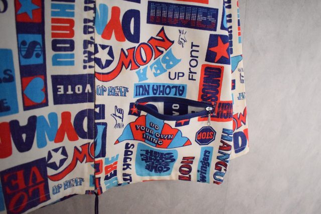 60年代 70年代 総柄 モンスター柄 コットン ノーカラージャケット