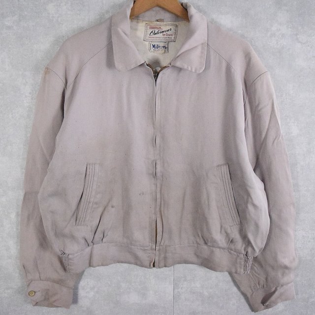 50s 黒ギャバギャバジンジャケットギャバジャンレーヨン ジャケット