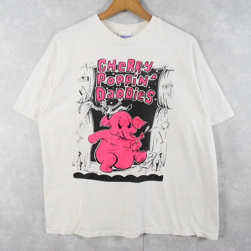 90s 90年代 白 ホワイト アメリカ製 象 アニマル ピンク 音楽