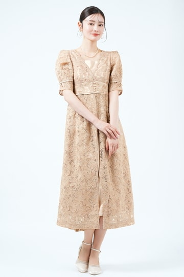 LILY BROWN リリー刺繍レイヤードピンクベージュドレス (S) をレンタル