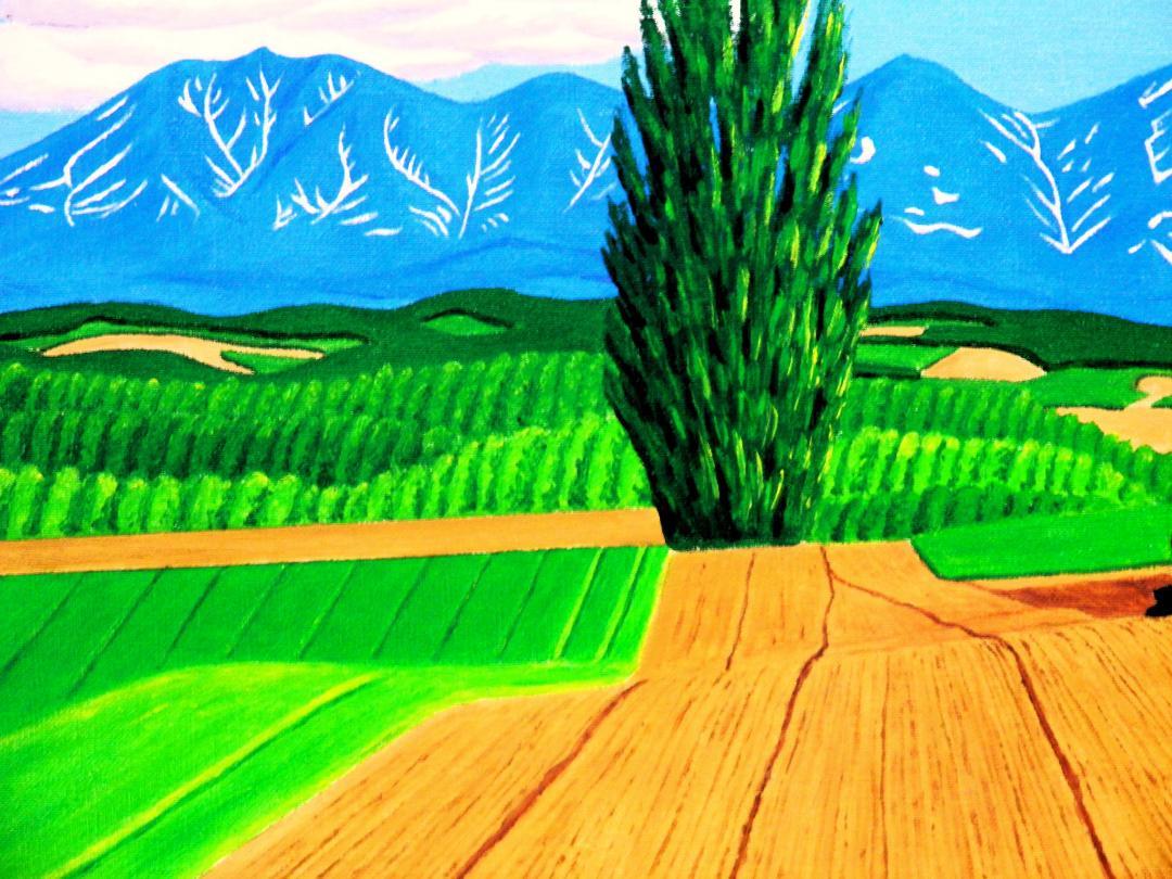 ☆夏の美瑛マイルドセブンの丘・肉筆油彩画・F6キャンバス ☆夏の美瑛