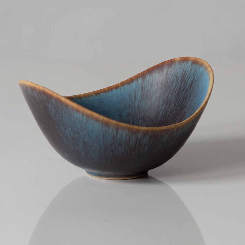 Gunnar Nylund for Rörstrand, ceramic elliptical bowl with blue and