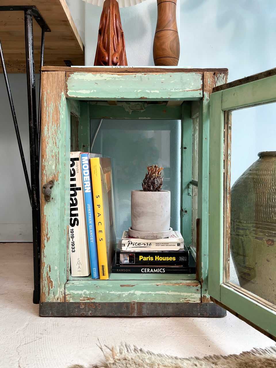 ジャパンヴィンテージ ガラスケース 冷蔵庫 古道具 シャビーシック