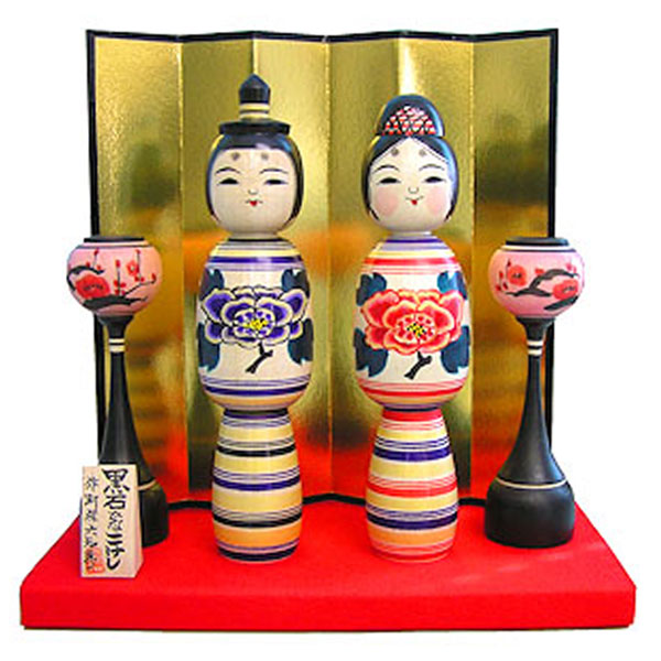 青森県津軽地方のこけし 阿保六知秀工人作 黒石ひなこけしセット（中