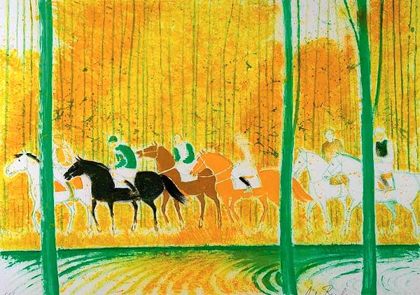 ブラジリエ、黄昏を行く馬、超希少額装用画、新品額装付