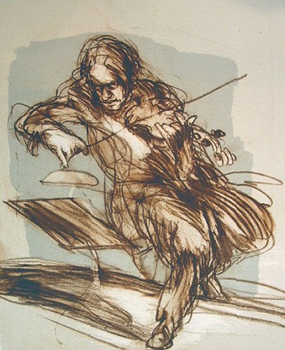 ワイズバッシュ 絵画 横を向くバイオリニスト ワイズバッシュ 絵画 横