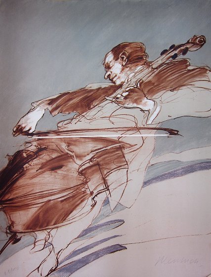 クロード・ワイズバッシュ チェロ演奏 リトグラフ 211/250 クロード