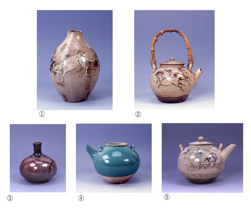 江戸時代 宮城 古上野目焼 鉋目 トビカンナ文様 徳利 壺 花入れ 大堀