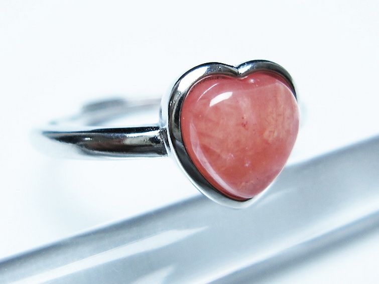 パワーストーン 天然石 インカローズ(ロードクロサイト)ハート指輪(15