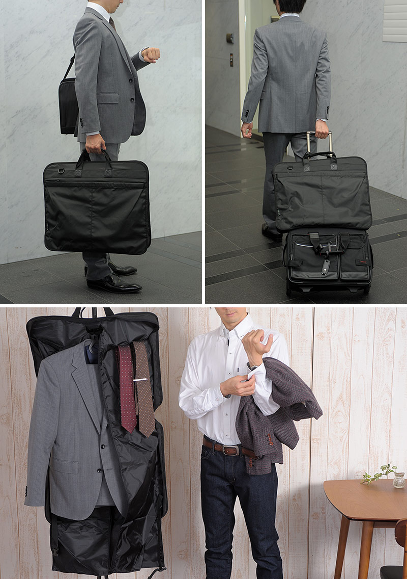 ガーメントバッグ メンズ 3way 三つ折り ブラック BLAZER CLUB スーツ