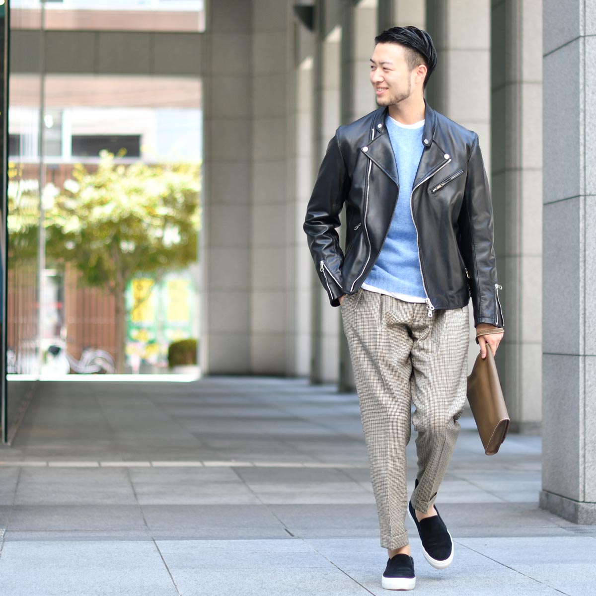 CINQUANTA【チンクアンタ】スタンドカラーダブルライダースジャケット