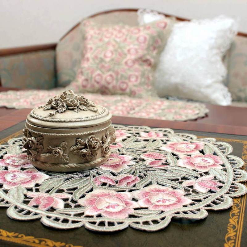 Arte rosa コード刺繍 ドイリー 約30cm｜インテリアレース・テーブル