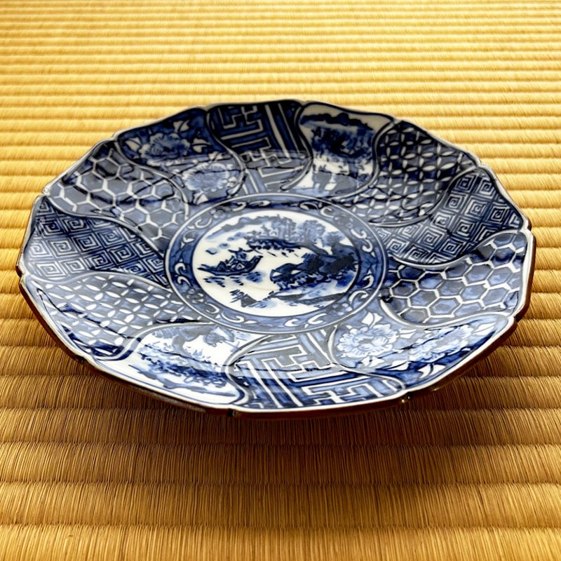染付祥瑞山水6寸皿 京焼清水焼 □双楽窯