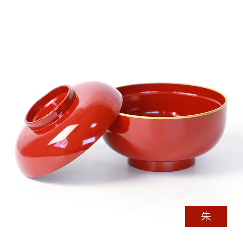 ☆¥27,720- 箱付き 越前塗 汁椀 雑煮椀 朱色 × 4客 ☆