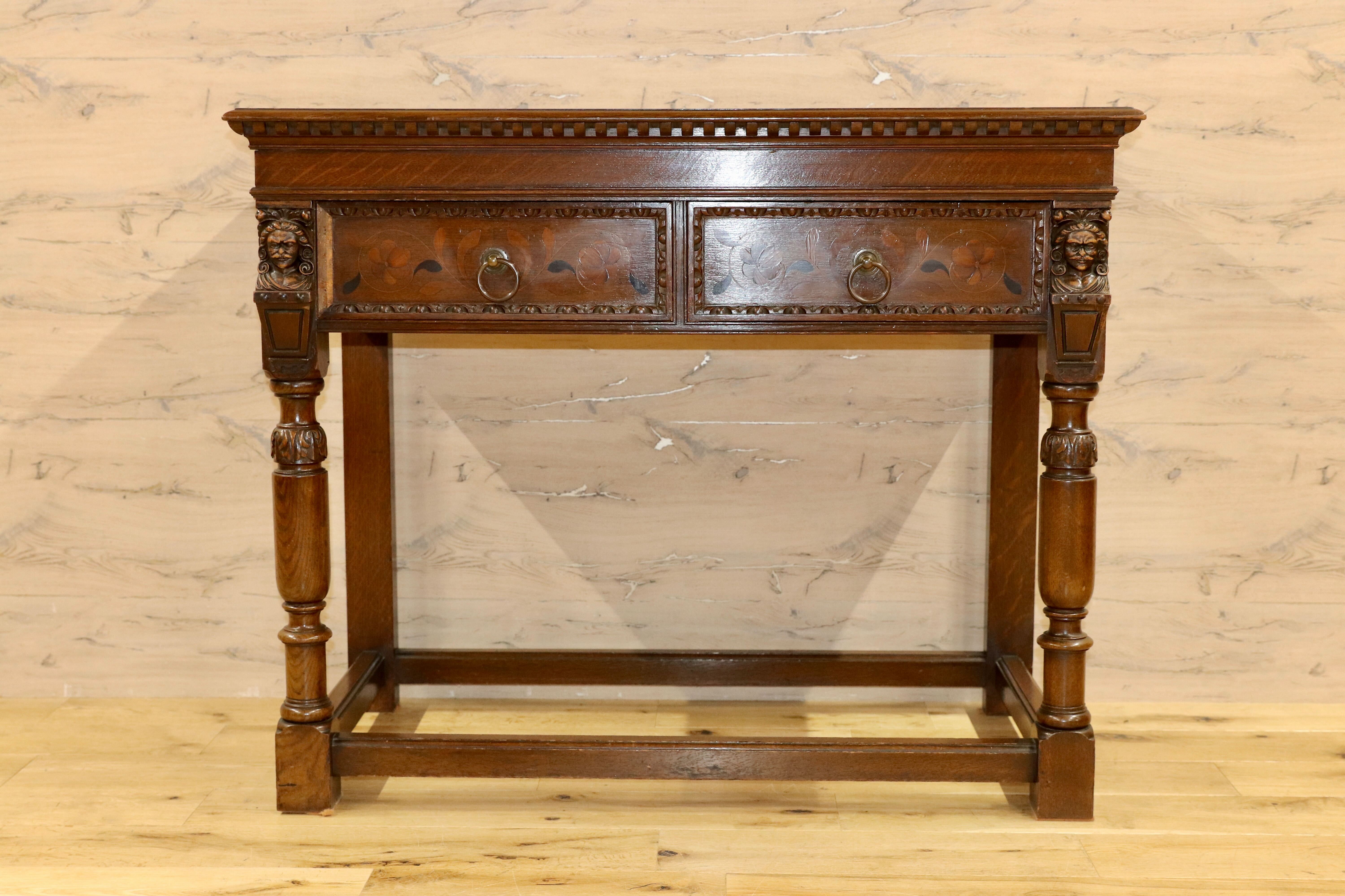 GMHH510○西洋 英国 アンティーク コンソールテーブル サイドテーブル 引