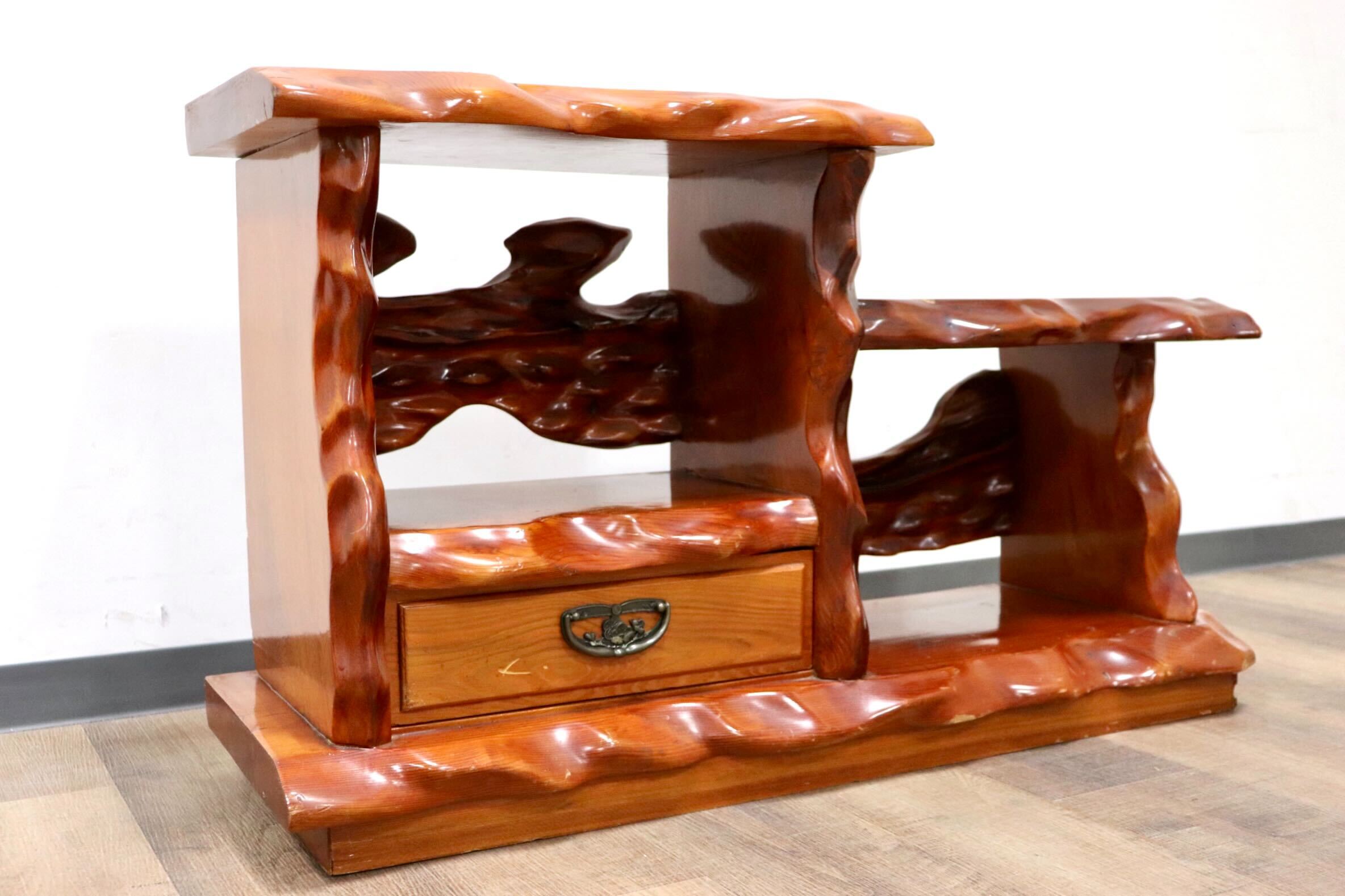 屋久杉希少壺置き台飾り台世界遺産昭和レトロウッド 屋久杉工芸