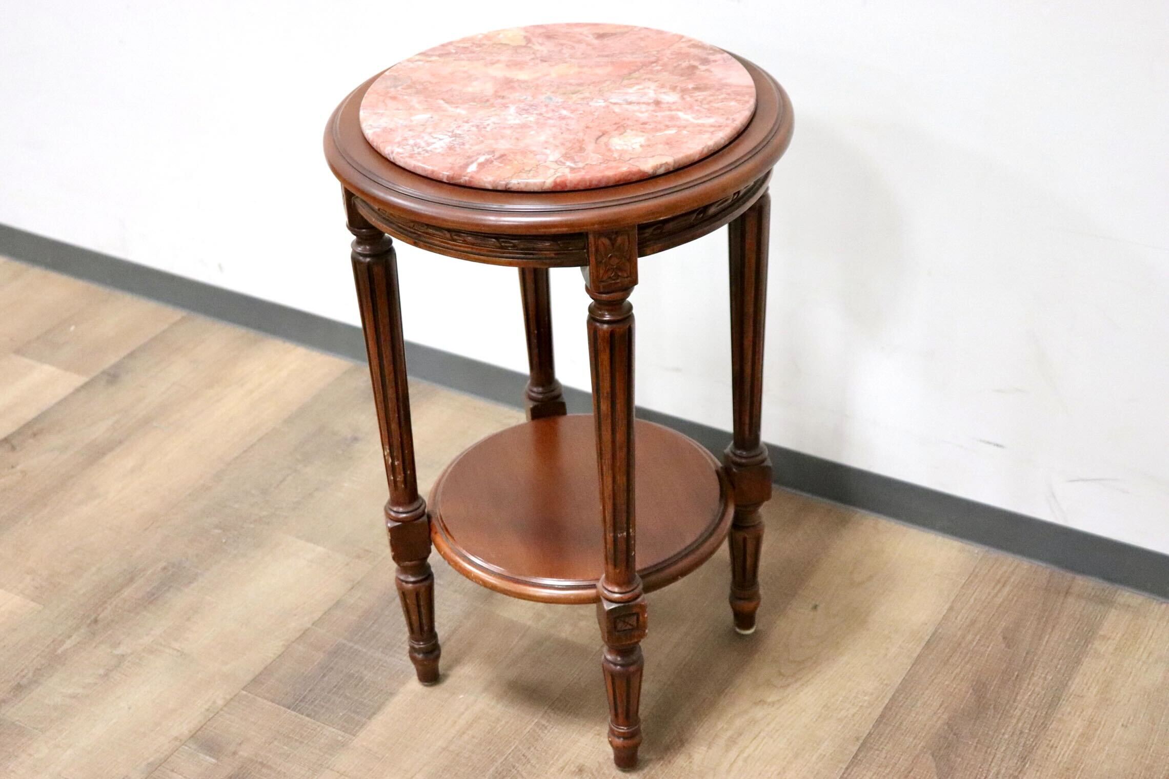 サイドテーブル】木製 花台 飾り台 大理石 オケージョナルテーブル